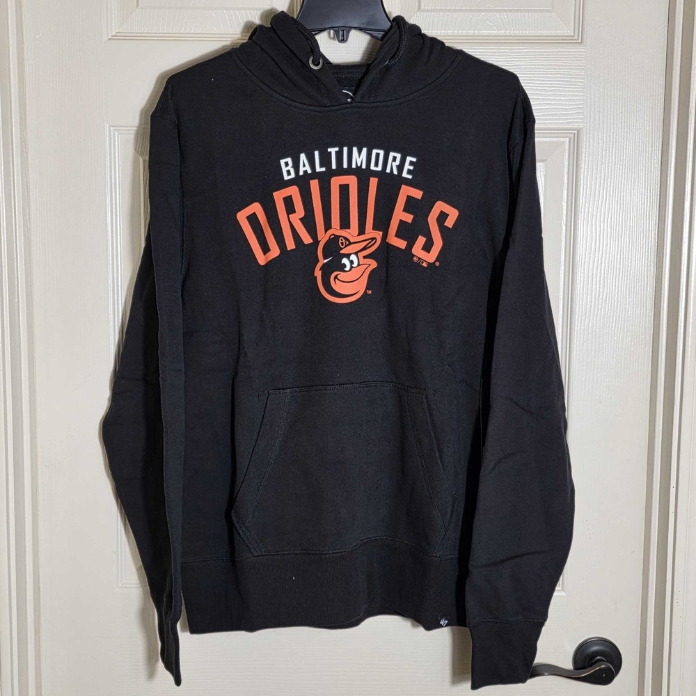 '47 Brand Baltimore Orioles Velocity Headline Pullover Hoodie Medium Black NWT